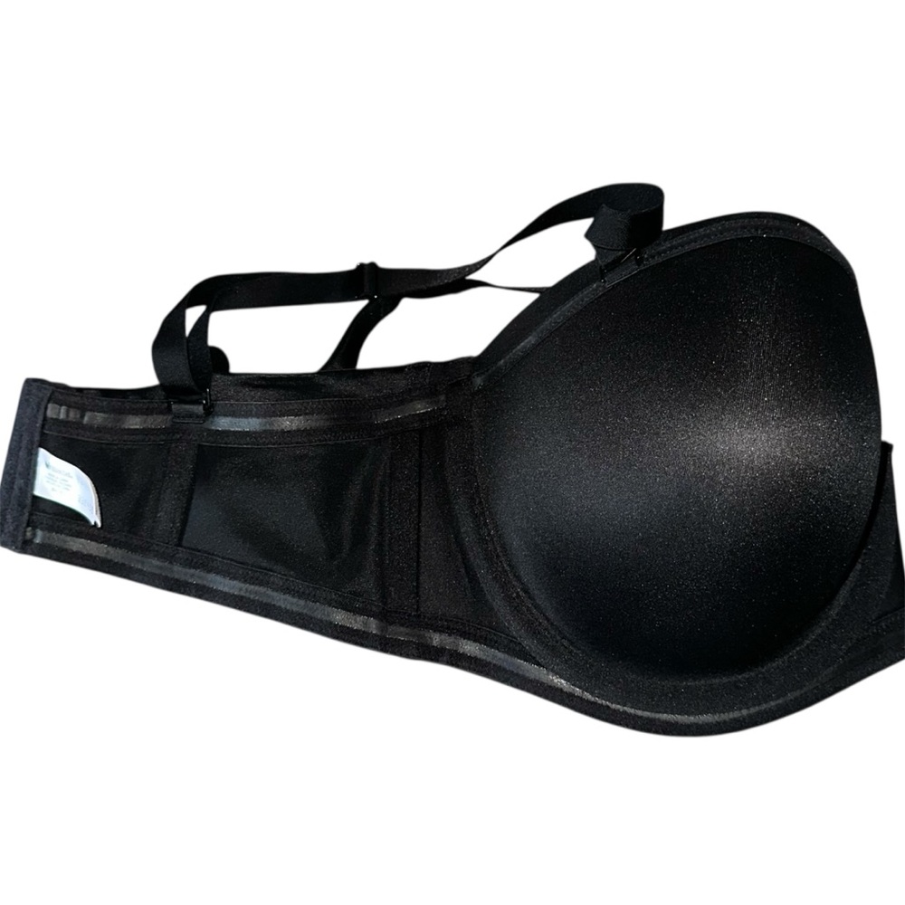 40DDD Elegant Satin Black Bra Plus Size Lingerie Bridal Date Dancer Model - Picture 4 of 5